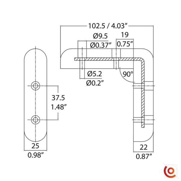 protecteur d'angle be-5387grey dessin technique