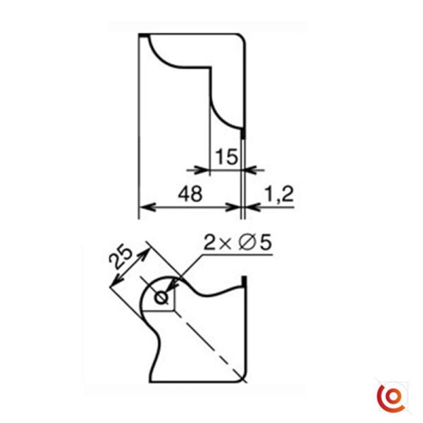 coin plat c0675/30z dessin technique