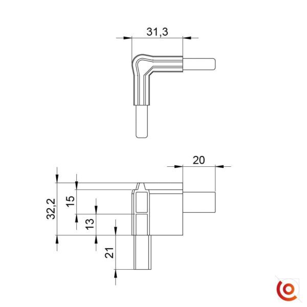 coin d'emboitement q4502m dessin technique