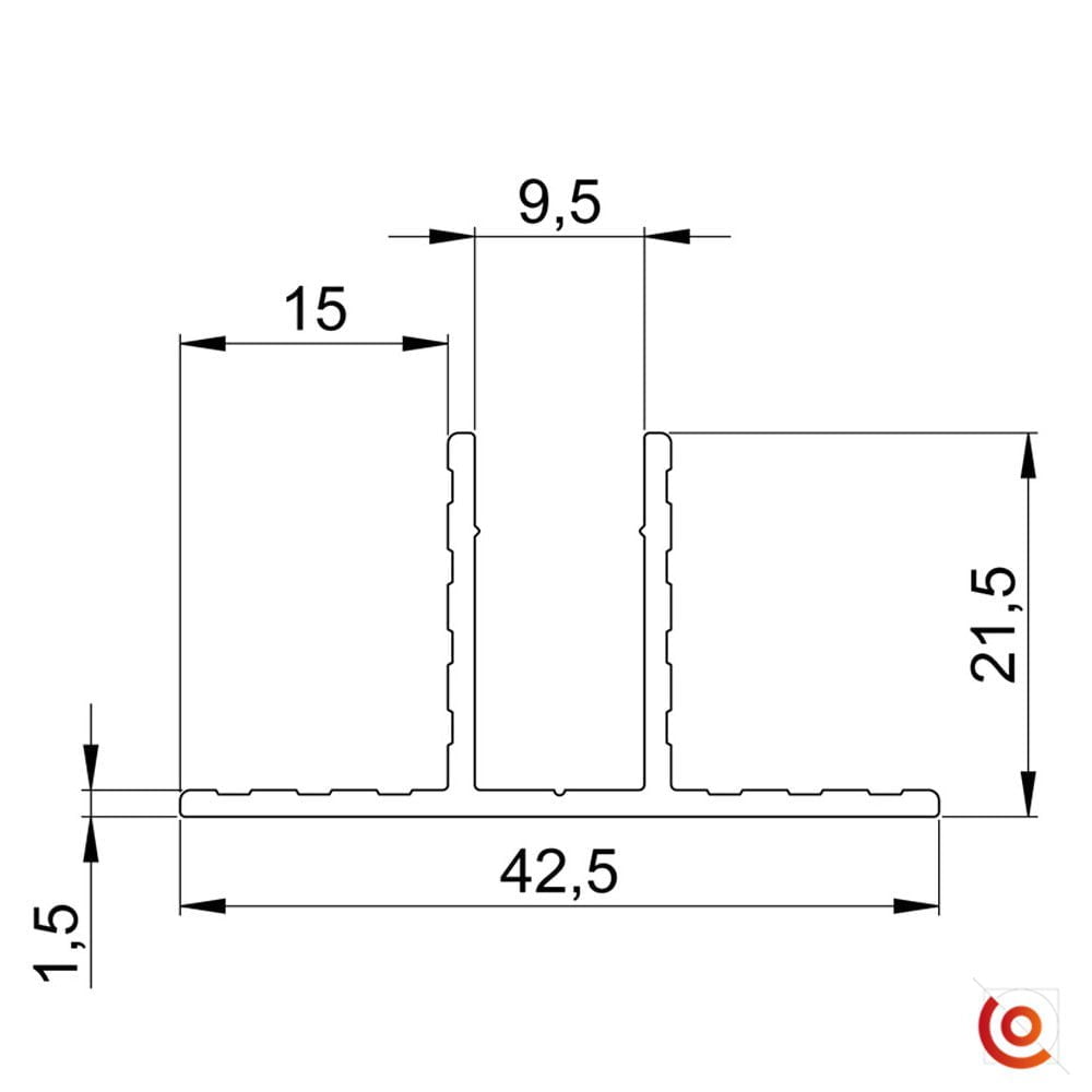 Profilé alu embase de cloisons 9.5 mm, Conex-online