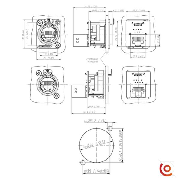 connecteur XLR neutrik dessin technique