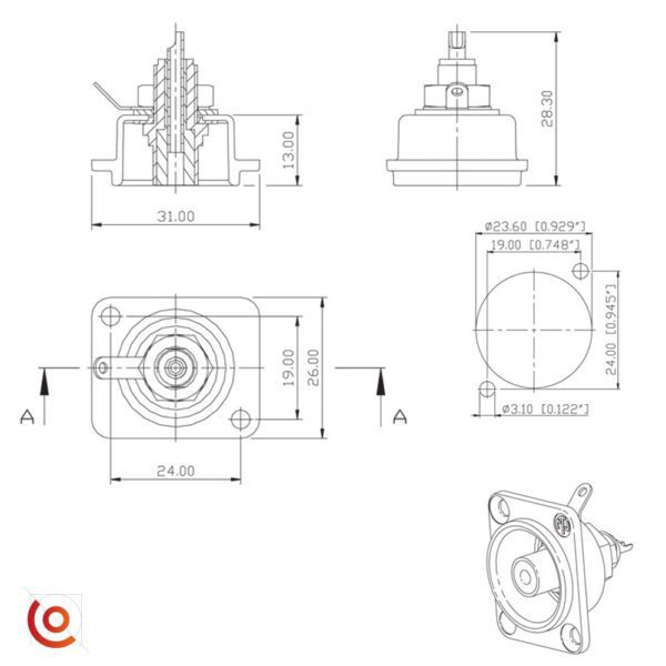 connecteur RCA neutrik plan