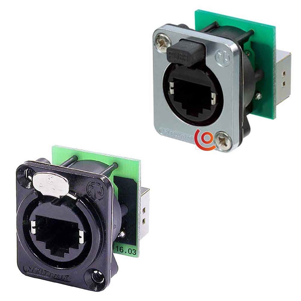 Giunto Passante Neutrik EtherCON NE8FF – RJ45 Per Prolunghe, Sistema Di Bloccaggio Push, Per Connettori Standard