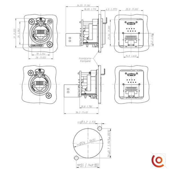 connecteur ethercon neutrik plan