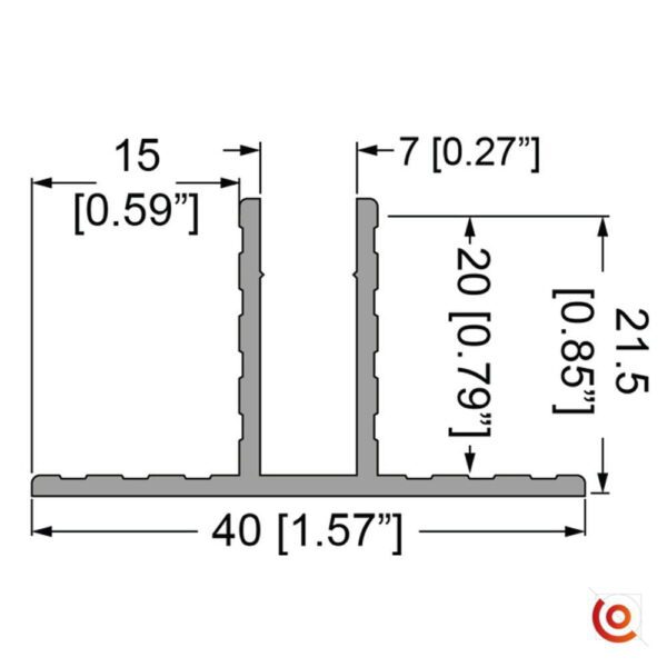 Profilé embase de cloisons 7 mm dessin technique