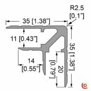 profilé E2255 en alu dimensions dessin technique