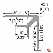 profilé e2270 en alu dessin technique