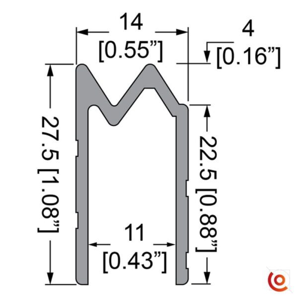 profilé e2375 en alu dessin technique