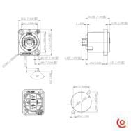 embase speakon neutrik nl4mp dessin technique