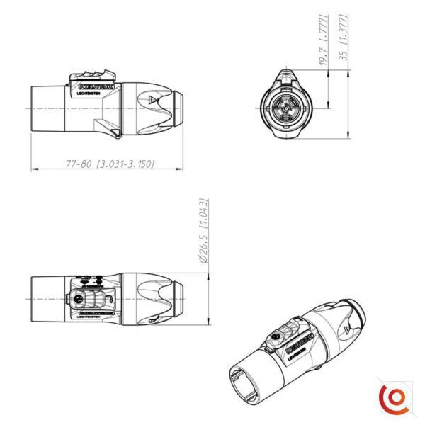 connecteur powercon plan