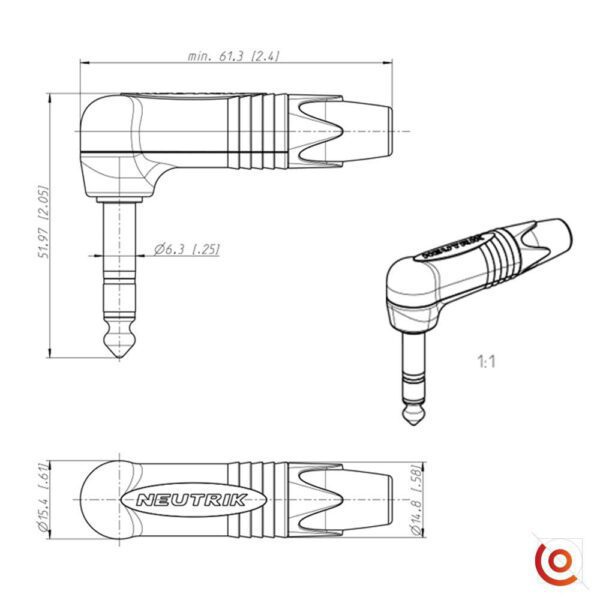 connecteur jack neutrik np3rx dessin technique