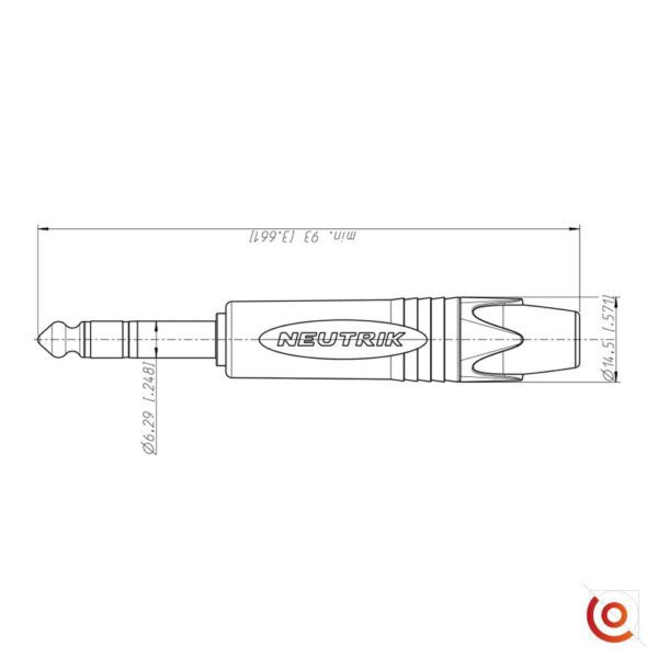 plan neutrik np3x jack dessin technique