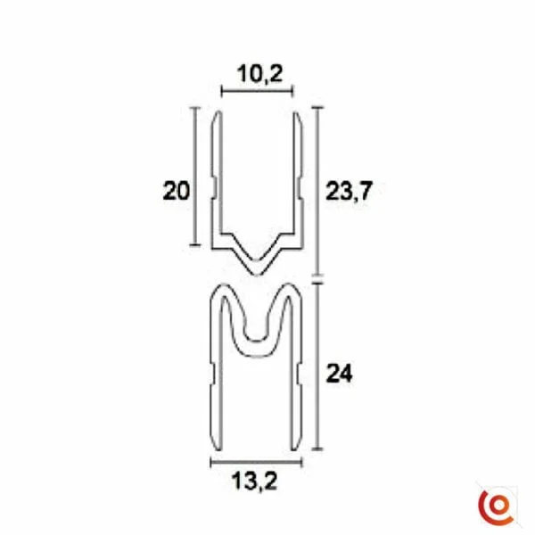 ensemble profilé mâle et femelle étanche eg-0520 dessin technique