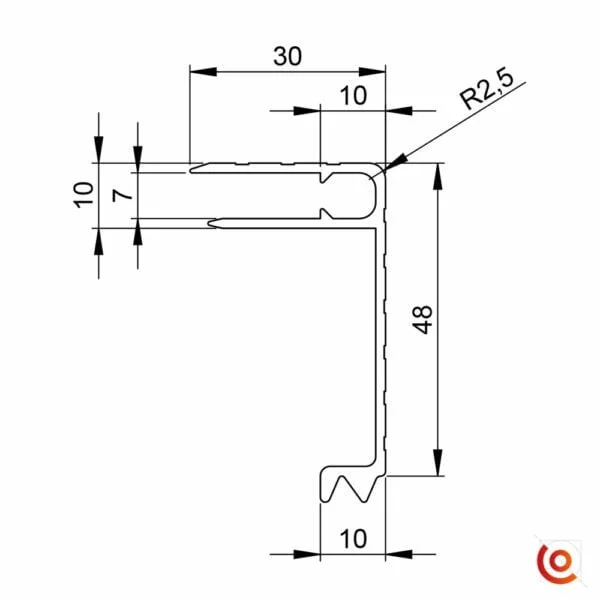profilé 6116 en alu dessin technique