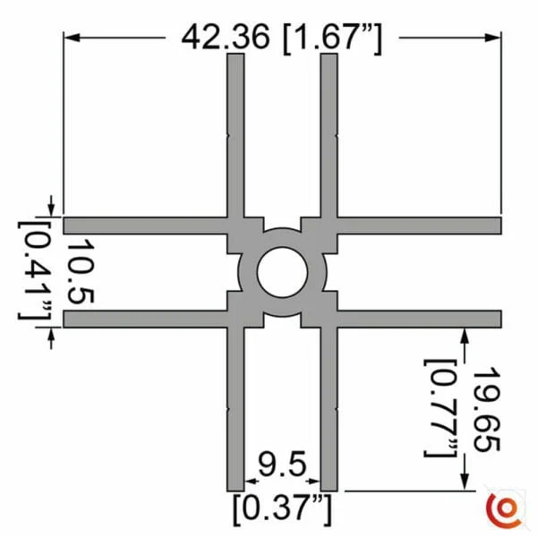 profilé de séparation en croix dessin technique