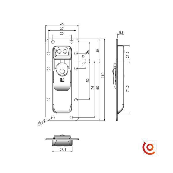 Fermoir spécial 2U 17202 dessin technique