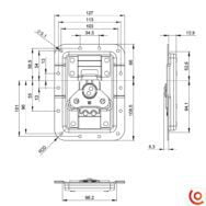 Fermoir Flightcase V3 GM avec Passage de Profilé 172511 dessin technique