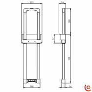 Poignée télescopique encastrable 2 Barres 3476031 dessin technique