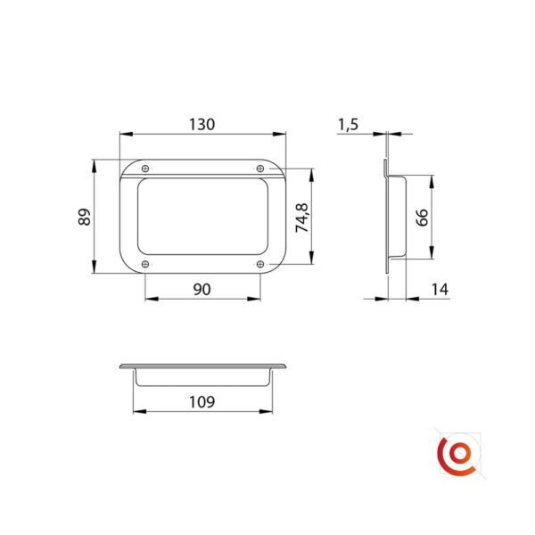 Cuvette avec passage de cornière 38082 dessin technique