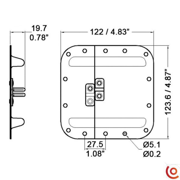 Fermoir de surface cadenassable 4880 dessin technique