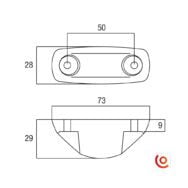 Pied plastique arrondi pour roulette 4946 dessin technique