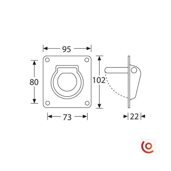 Anneaux métallique de levage rétractable 5801 dessin technique