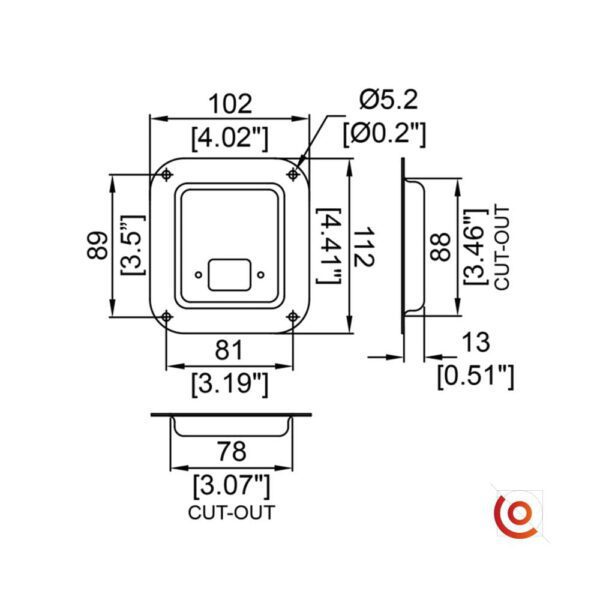 Cuvette métallique pour connecteur D0946/10k dessin technique