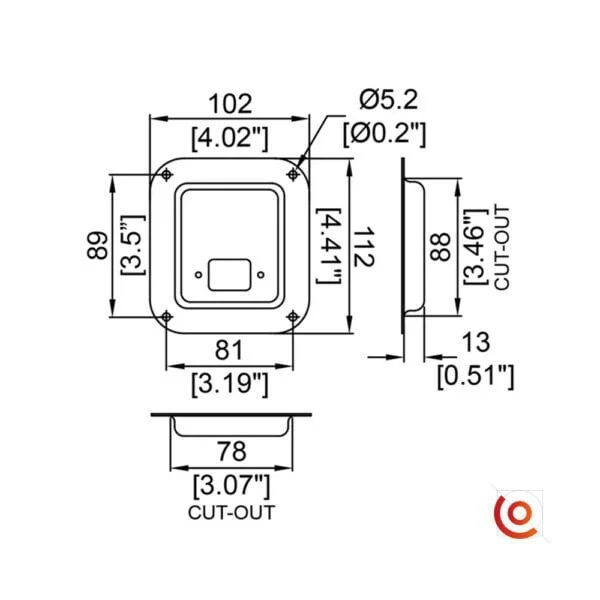 Cuvette métallique pour connecteur D0946/10k dessin technique