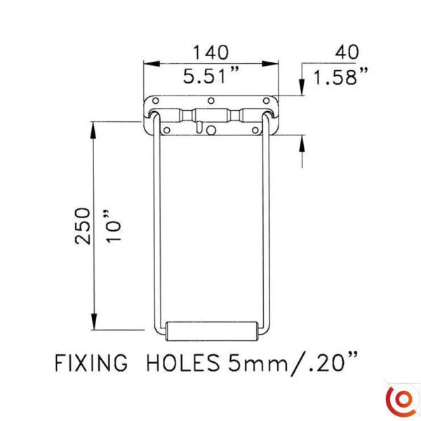 Poignée grand modèle de surface avec renvoi h1052s dessin technique