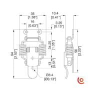 Fermoir grenouille de surface en acier inoxydable L0559s desssin technique