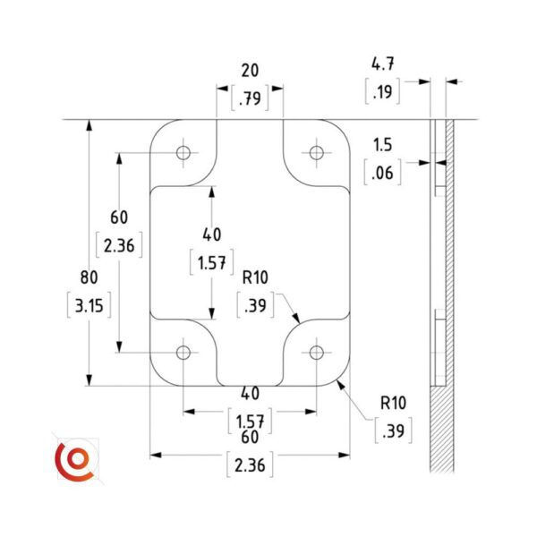 Fermoir ultra fin Capot plat PENN L2572 dessin technique-2