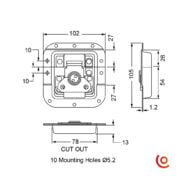 Fermoir papillon cadenassable avec passage de pro L907-928pbz dessin technique