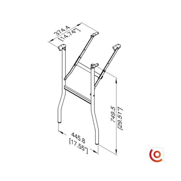 Pieds rétractables métallique pour flight case R1600 dessin technique