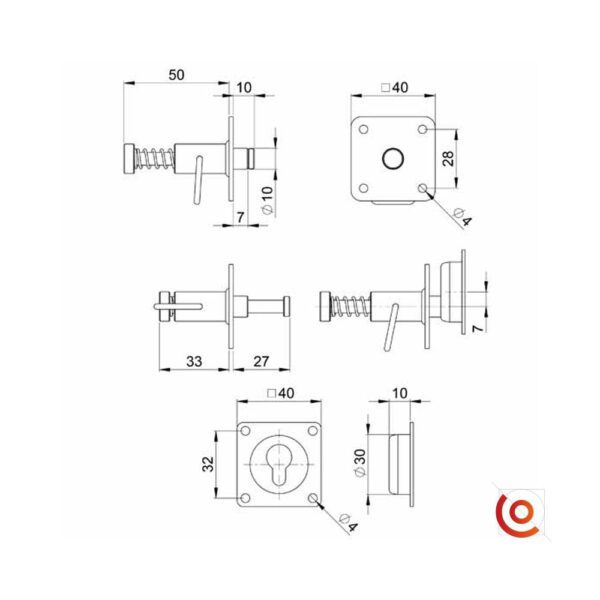 réceptacle embase pour clou de fixation 87987 dessin technique