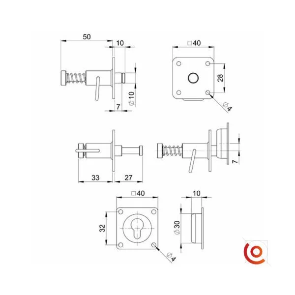 réceptacle embase pour clou de fixation 87987 dessin technique