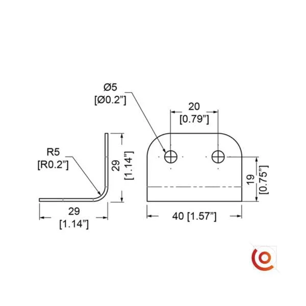 Renfort d'angle pour cornière R5 b1130z dessin technique