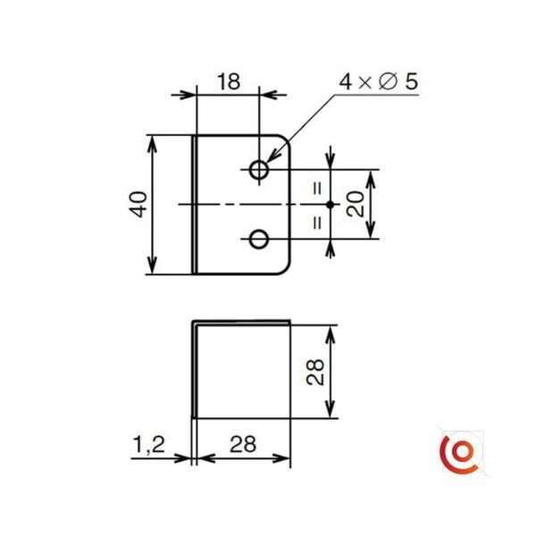 Renfort d'Angle noir grand modèle b1125k dessin technique