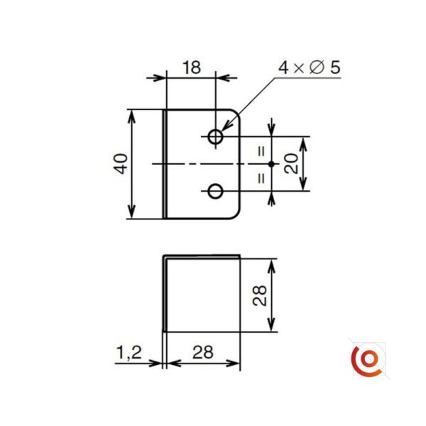 Renfort d'Angle grand modèle b1125z dessin technique