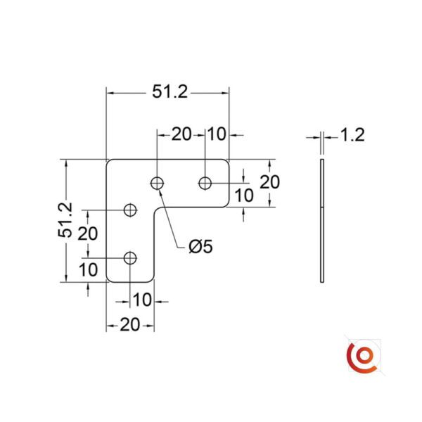 Renfort d'angle en L pour b1141z dessin technique