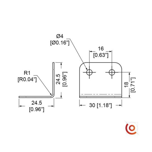 Renfort d'Angle petit modèle b1925z dessin technique