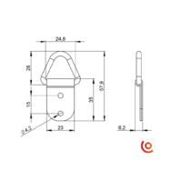 Boucle de fixation pour bandoulière en triangle 2882 dessin technique