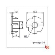 Ecrou à frapper diamètre ECROU-FRAP dessin technique