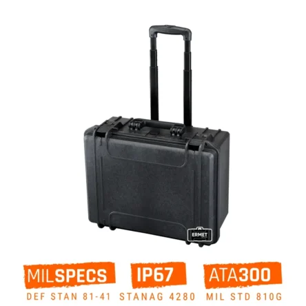 Valise étanche antichocs petit prix ermet 248 noir avec poignée telescopique