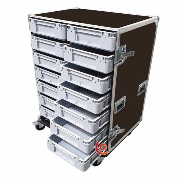 Flight case morsport 14 bacs conex sport auto-moto brun