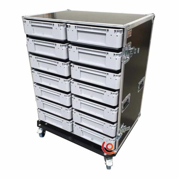 Flight case morsport 14 bacs conex sport auto-moto brun