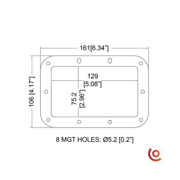 Contre-plaque pour poignée encastrée h1906 dessin technique