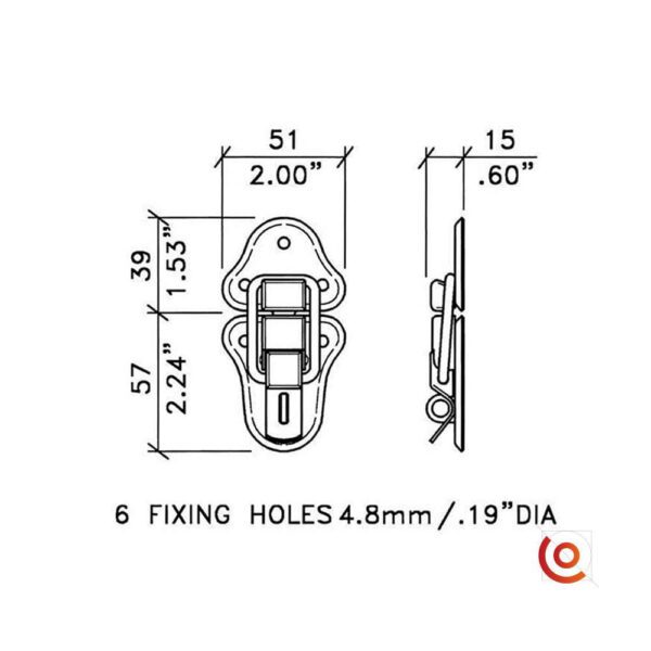 fermeture grenouille grand modèle L0565k dessin technique