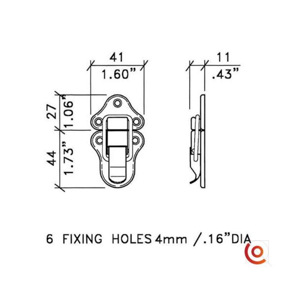 Fermeture grenouille l560z dessin technique