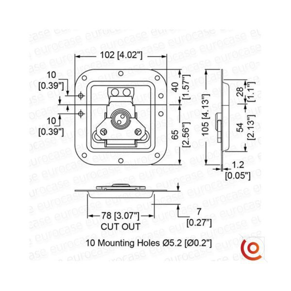 Fermoir papillon encastrable L905/915z dessin technique