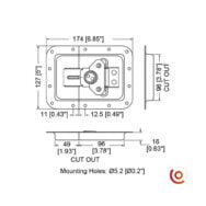 Fermoir papillon encastré grand cadenassable l935-537z dessin technique